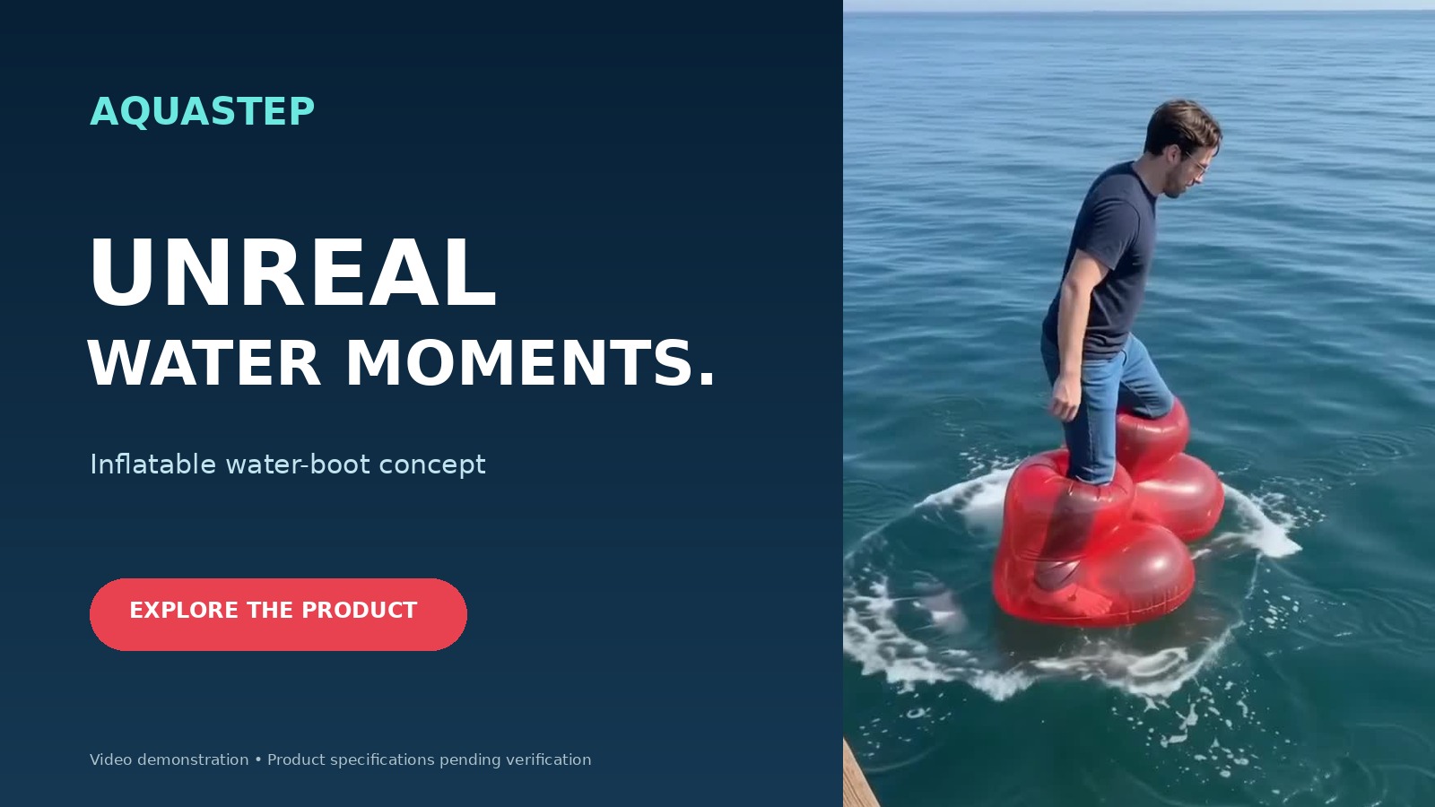 Red AQUASTEP boots on blue sea